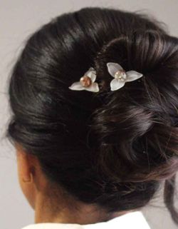 2 Horquillas de Cristal y Flor Glass