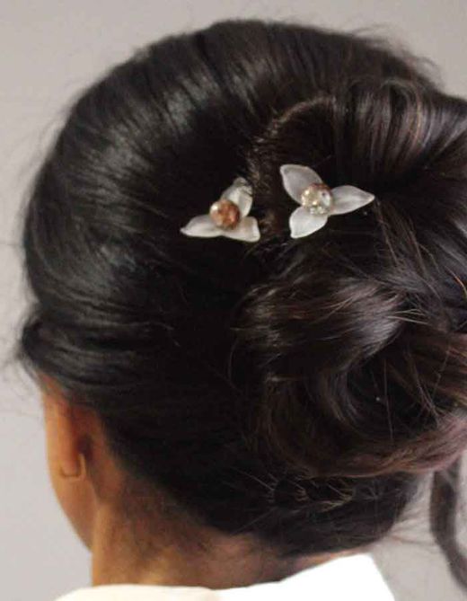 2 Horquillas de Cristal y Flor Glass