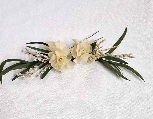 2 Horquillas de Flores Blanco y Verde Dámaris