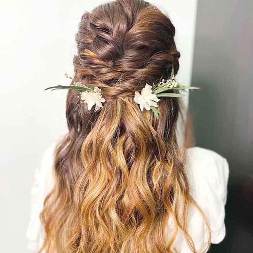 2 Horquillas de Flores Blanco y Verde Dámaris