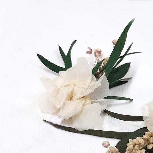 2 Horquillas de Flores Blanco y Verde Dámaris