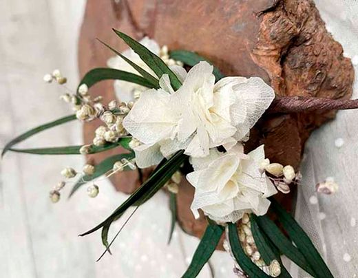 2 Horquillas de Flores Blanco y Verde Dámaris