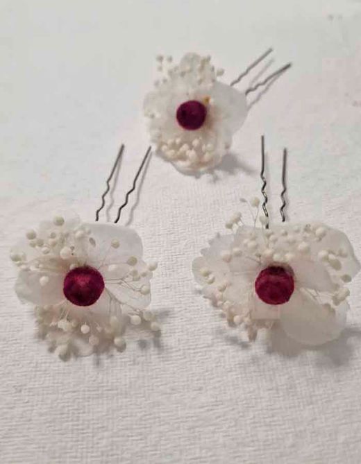 3 Horquillas con Hortensia Preservada