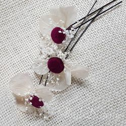 3 Horquillas con Hortensia Preservada