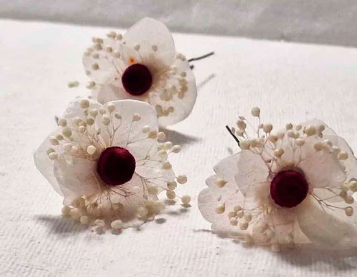 3 Horquillas con Hortensia Preservada