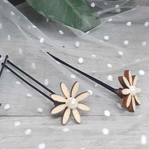 3 Horquillas con Margaritas de Madera