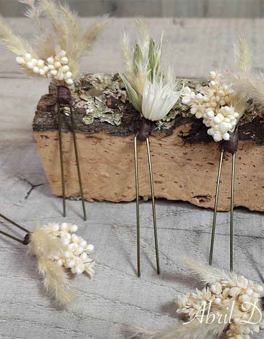 5 Horquillas para Pelo Surtido de Flores Neutras