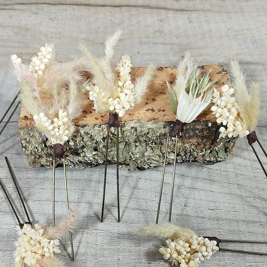 5 Horquillas para Pelo Surtido de Flores Neutras