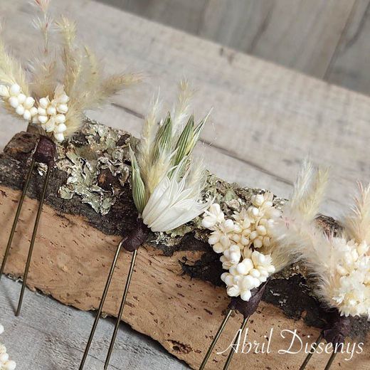 5 Horquillas para Pelo Surtido de Flores Neutras