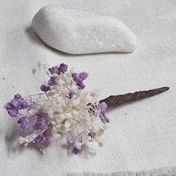 5 Pin Pelo Flores Blanco lila