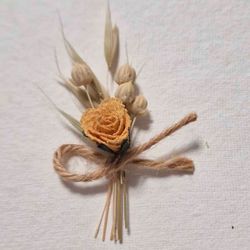 Alfiler de Boda con Flor de Yute y Lino