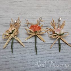 Alfileres boda con flor seca surtidos