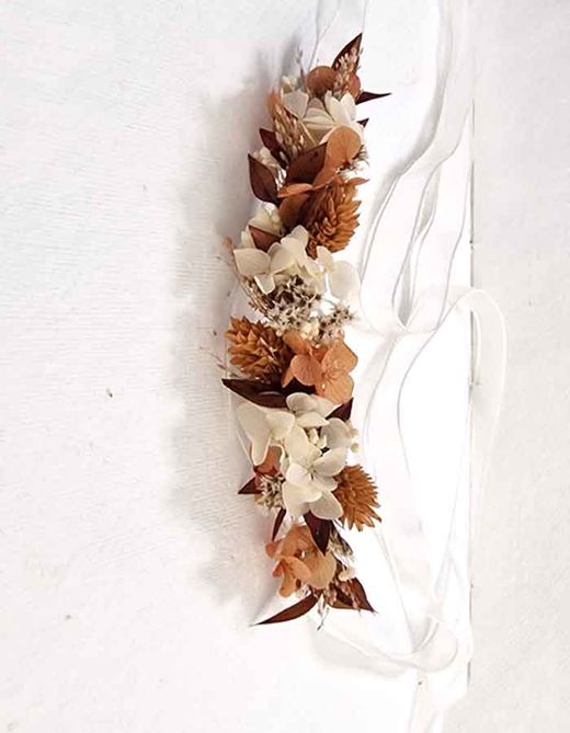 Brazalete de Flores Boda Color Camel