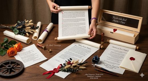 Caja de madera personalizada con pergamino escrito a mano A3