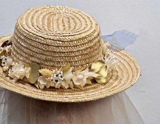 Canotier Boda Flores y Lazos Colores