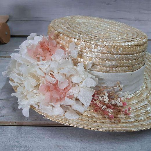 Canotier Flor Preservada Hortensia