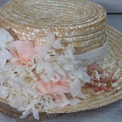 Canotier Flor Preservada Hortensia