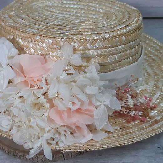 Canotier Flor Preservada Hortensia