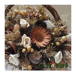 Cesta Rustica con Flor Seca y de Maíz