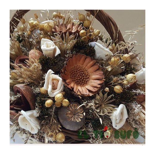 Cesta Rustica con Flor Seca y de Maíz