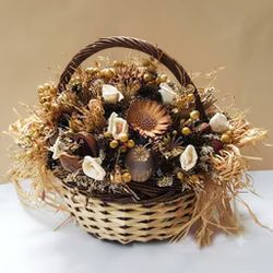 Cesta Rustica con Flor Seca y de Maíz