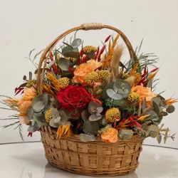 Cesta de Flores Secas Colores Otoñales
