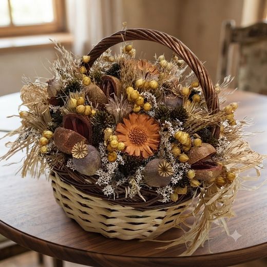 Cesta Rústica de Flores y Proteas