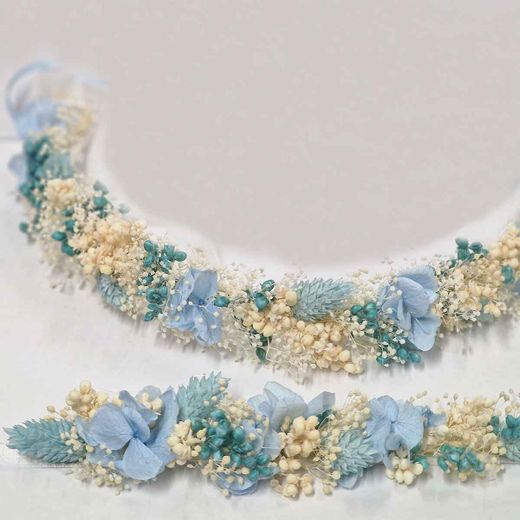 Cintura de Flor Azul Preservada 22 cm