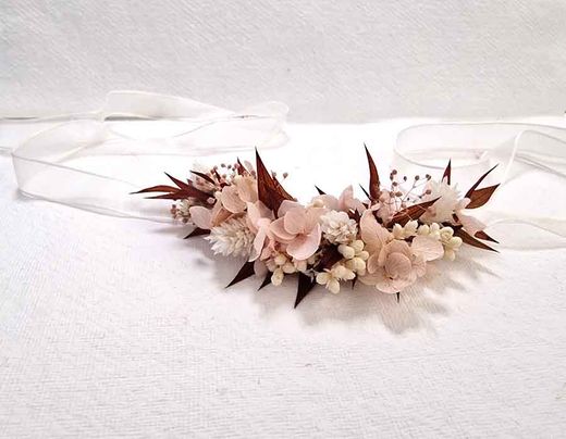 Tocado de Flores Cintura 4X14 cm Colección Camel