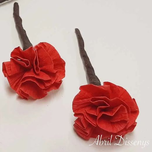 Clavel de Papel para el Pelo Hecho a Mano