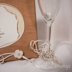 Copas cava brindis y caja madera