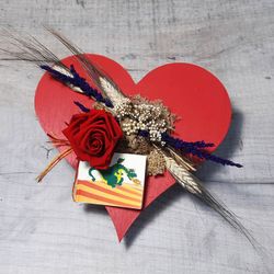 Corazón con Rosa Roja Preservada