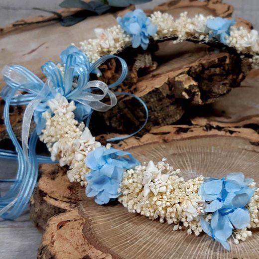 Corona de Paniculata y Hortensia Azul