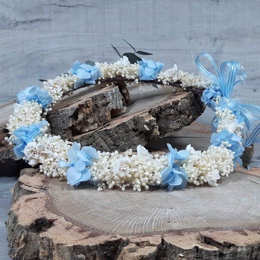 Corona de Paniculata y Hortensia Azul