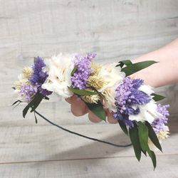 Corona Novia Lila y Lavanda