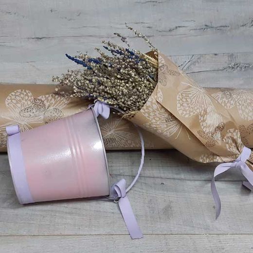 Cubo con Ramillete de Flor y Lavanda