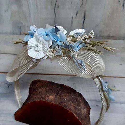 Diadema de Ceremonia Lazo Yute Azul y Plata