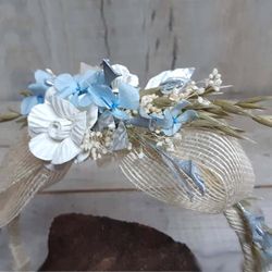 Diadema de Ceremonia Lazo Yute Azul y Plata