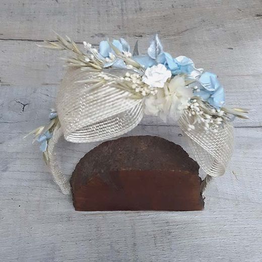 Diadema de Ceremonia Lazo Yute Azul y Plata