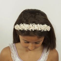 Diadema de Flores Salmón y Edelweiss