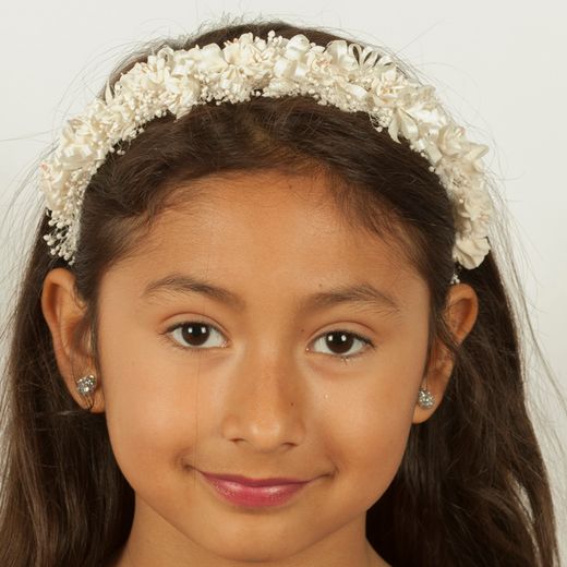 Diadema de Flores Salmón y Edelweiss