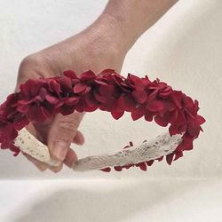 Diadema de Hortensia Unicolor Burdeos