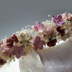 Diadema de Rosas y Miosotis