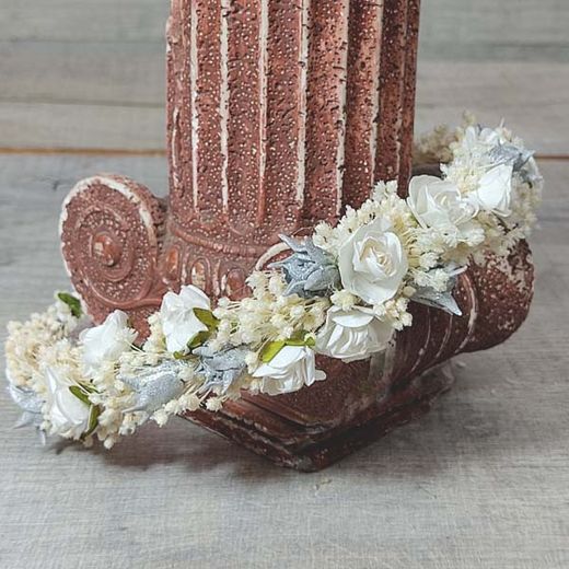 Diadema Flor Blanca y Plata