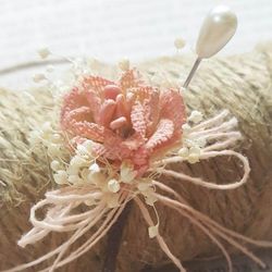 Flor de Yute Beig con Alfiler