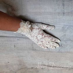 Guantes de Blonda Elástica Vintage