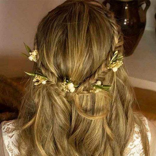 Flor de Olivo para el Pelo con Horquillas