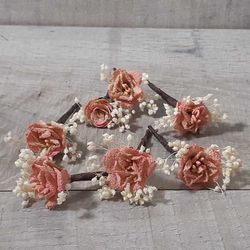 Horquillas Rosa Nude Flor de Yute