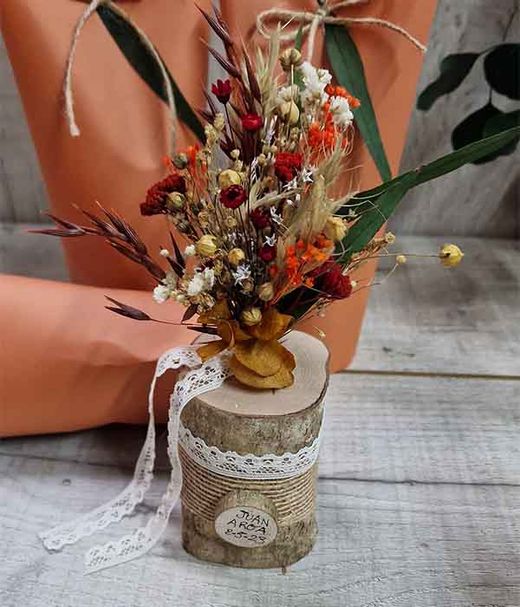 Jarrón Madera Flores Detallazos