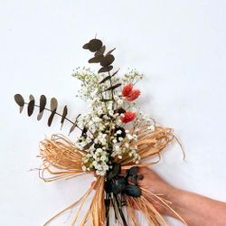 Set de 2 Lazos de Rafia con Eucaliptus y Paniculata